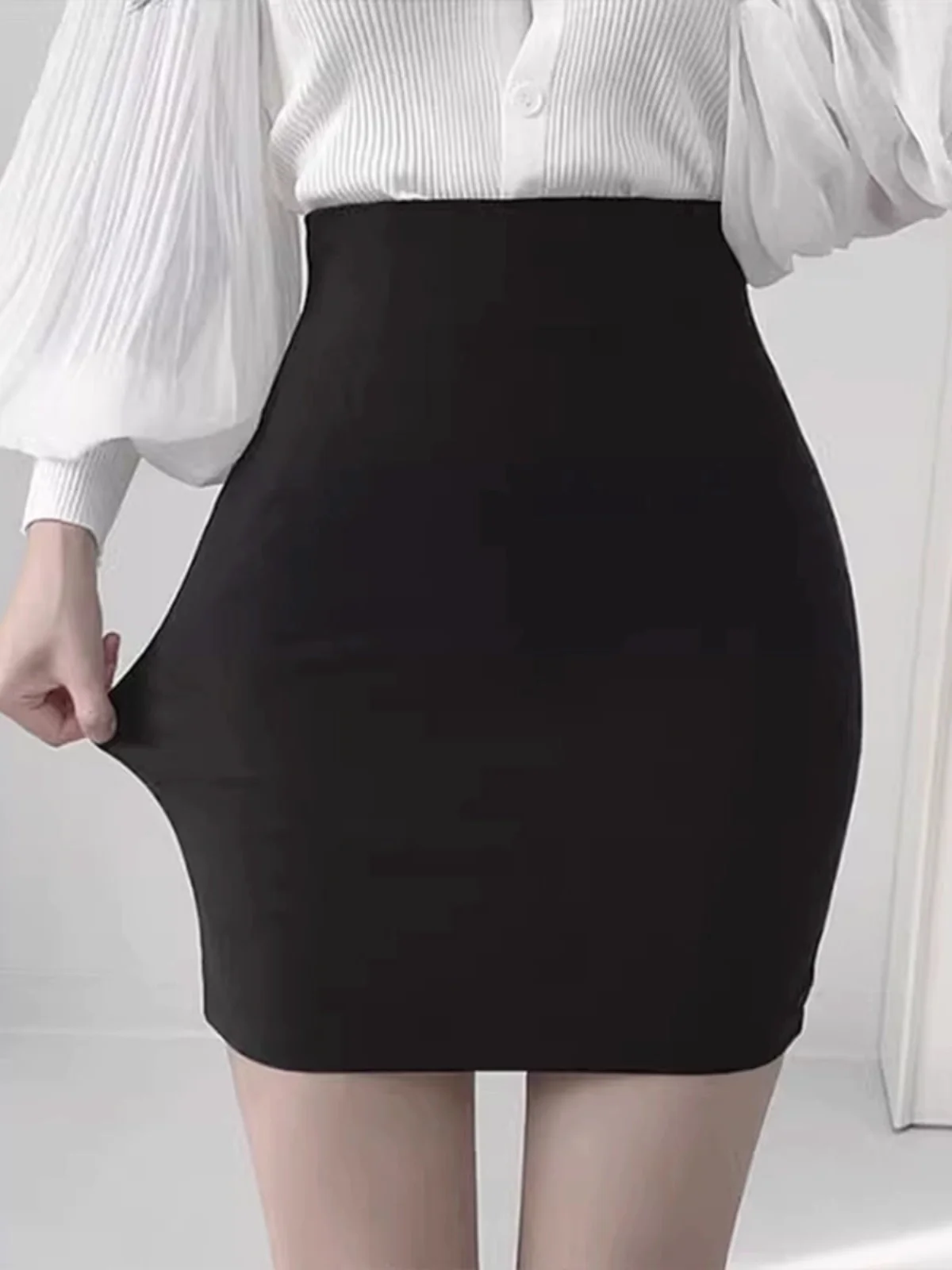 Pink Bodycon Mini Skirt High Waist Elastic Women's Spring Autumn New Sle Sexy Tight Professional OL Short Skirt