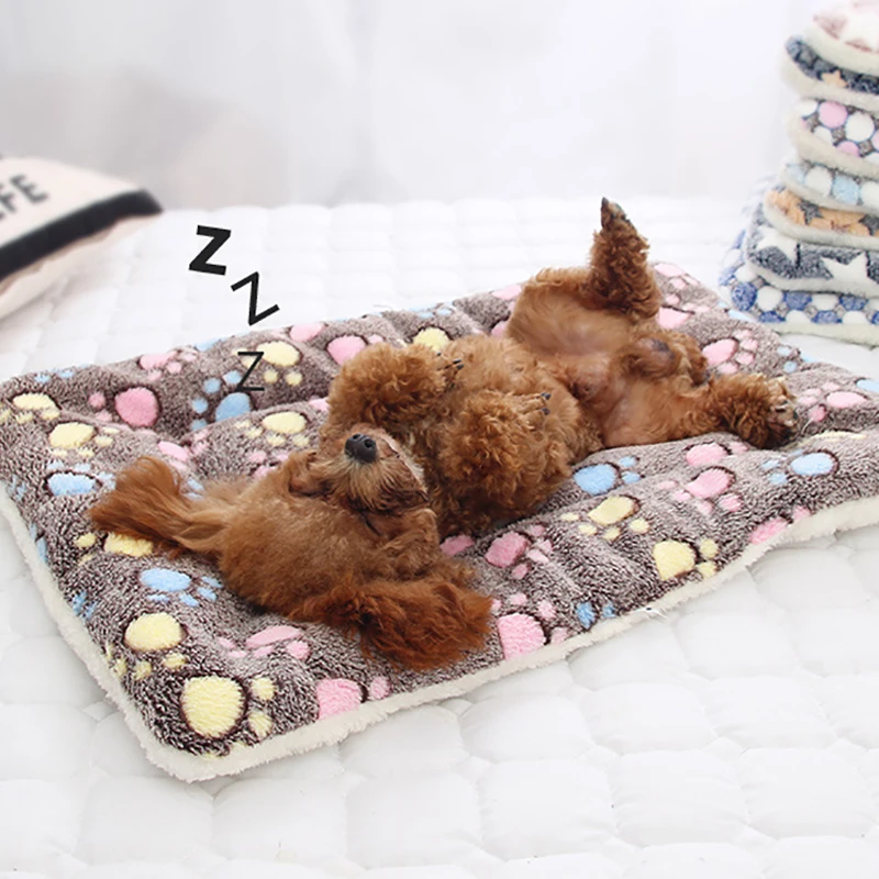 Soft Dog Bed Winter Warm Dog Sleeping Mat Thickened Pet Mat for Small Medium Large Dogs Cute Print Pet Blanket Pet Supplies