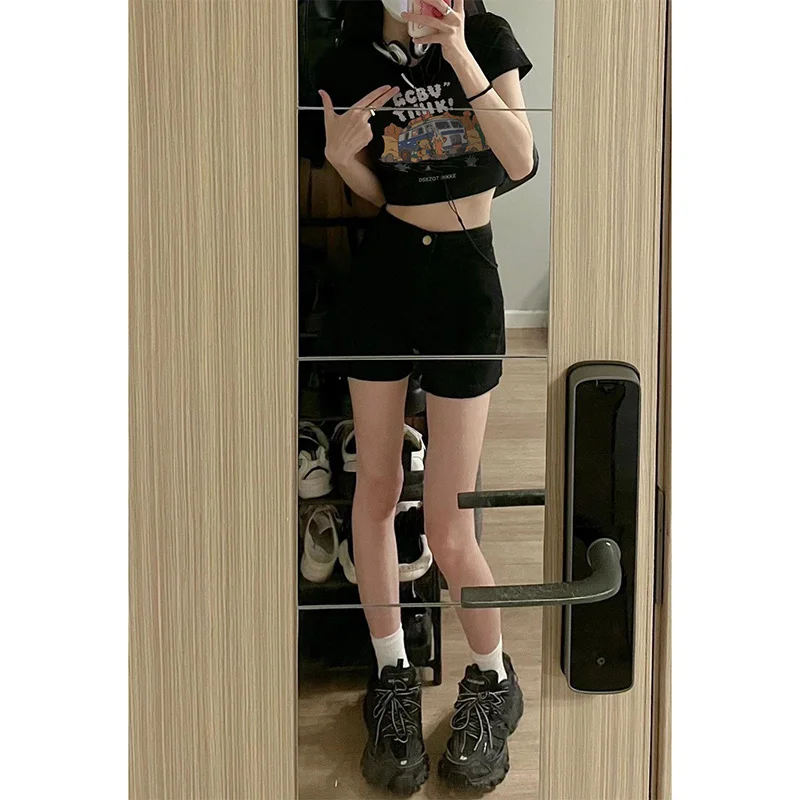 T-shirt americana retrò ort Sve Bla da donna Design dimagrante Sensuale ort Sle Pure Desire Top per donna