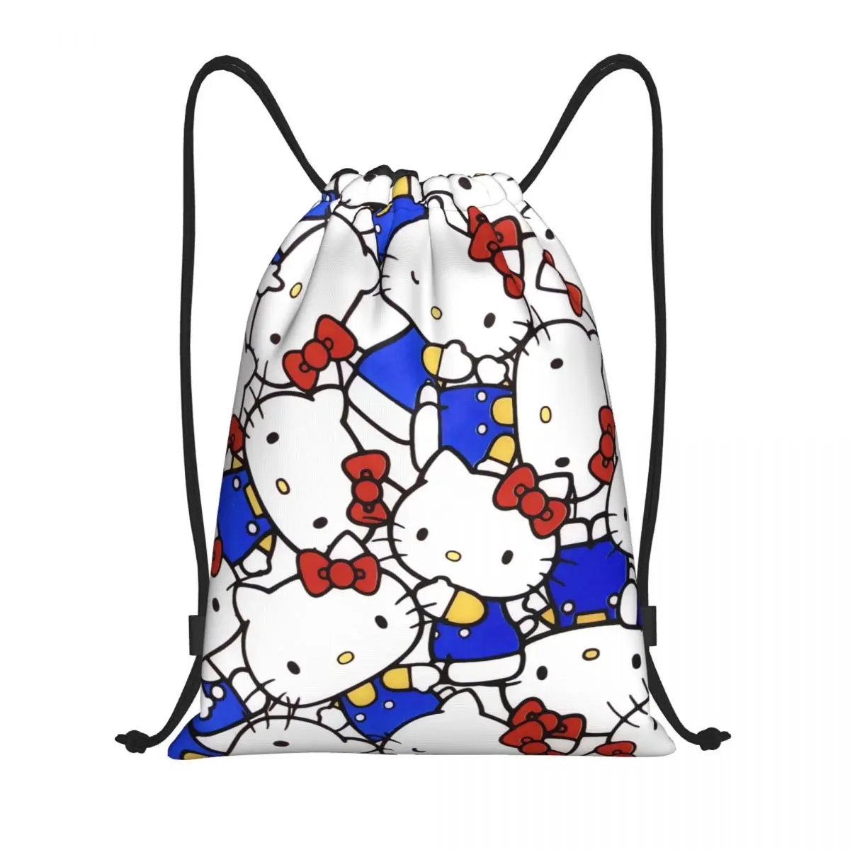 Olá Kitty Manga Cartoon Drawstring Bag para homens e mulheres, leve esportes ginásio armazenamento mochila, personalizado