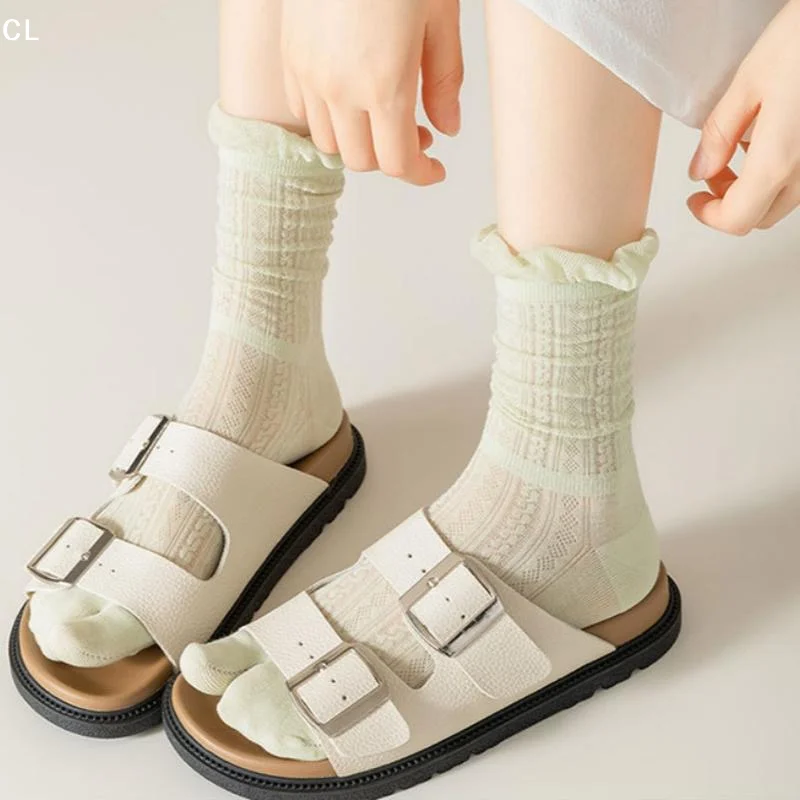 1 Pair Woman Mesh Socks Soft Breathable Cotton Summer Thin Split Toe Sock Ice Cream Candy Color Two-Toed Japanese Tabi Sox