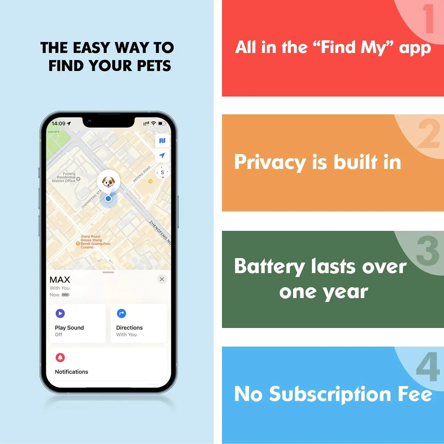 Dog GPS Tracker, 2-in-1 Pet Tracking Smart Collar (iOS Only), Real-time Location/no Monthly Fee/unlimited Range Tracking Device