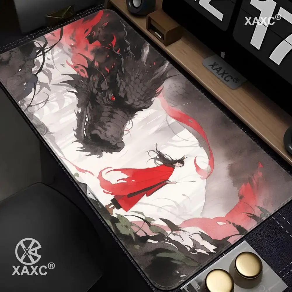 

Большой игровой коврик для мыши в стиле китайских боевых искусств, милый коврик для геймеров, аксессуар для рабочего стола, аниме-коврик для мыши, настольный коврик