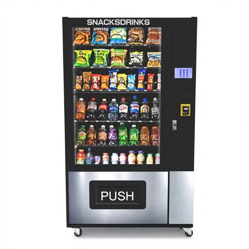 Snack Drink Vending Machine Automated Unmanned Convenience Store Touchscreen Card Payment Glass Door Retail POS Integration