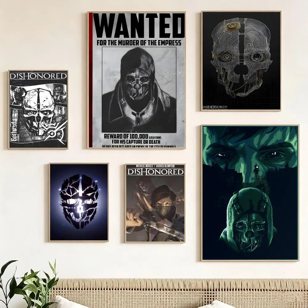 Steampunk Assassin Game D-Dishonored Poster Print Painting Home Decor for Bedroom Living Room Hallway