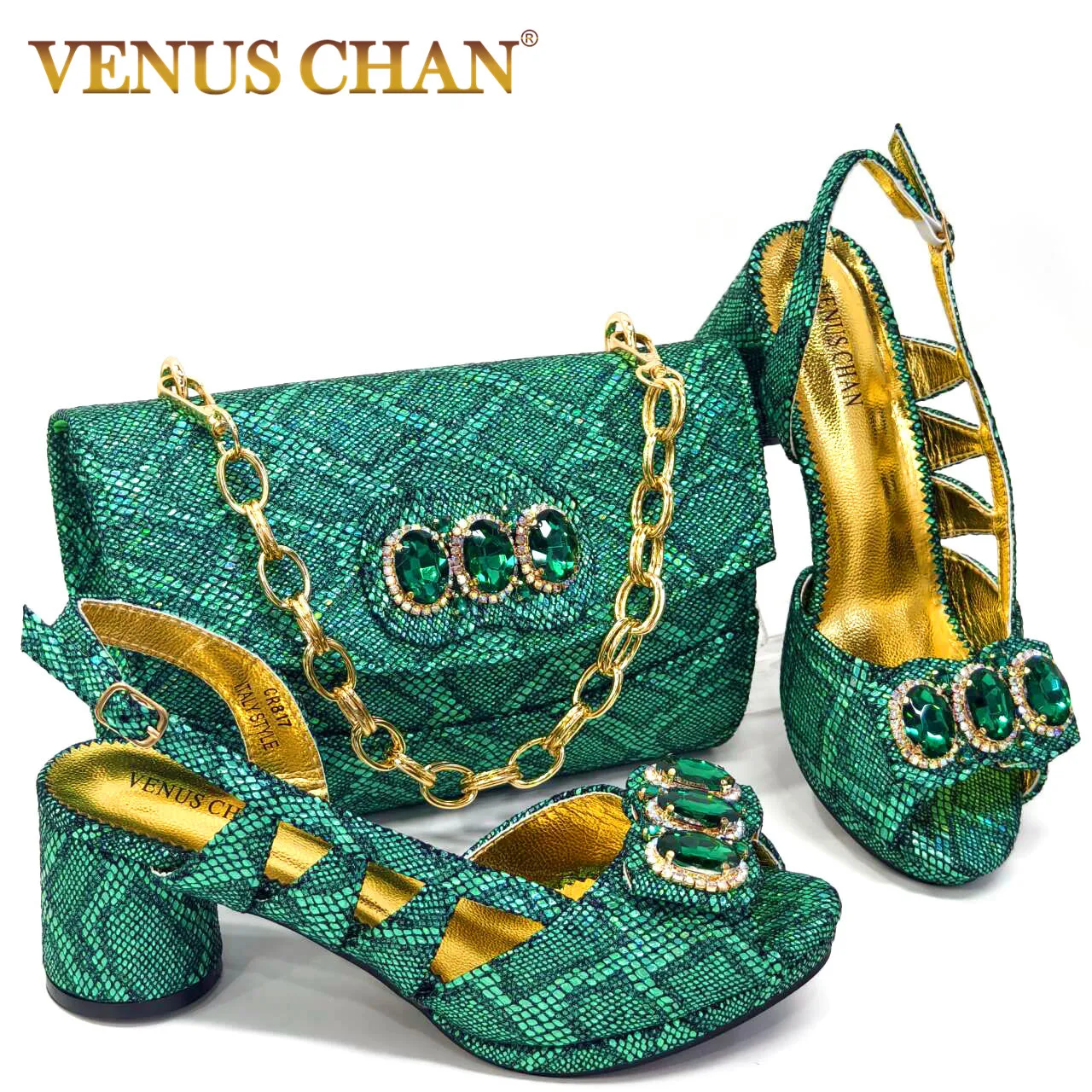 Venus Chan  Italian Shoes and Bags Matching Set 2024 Women Heel Party for Pink Colour Italian Design Wedding Bigger Size Shoes