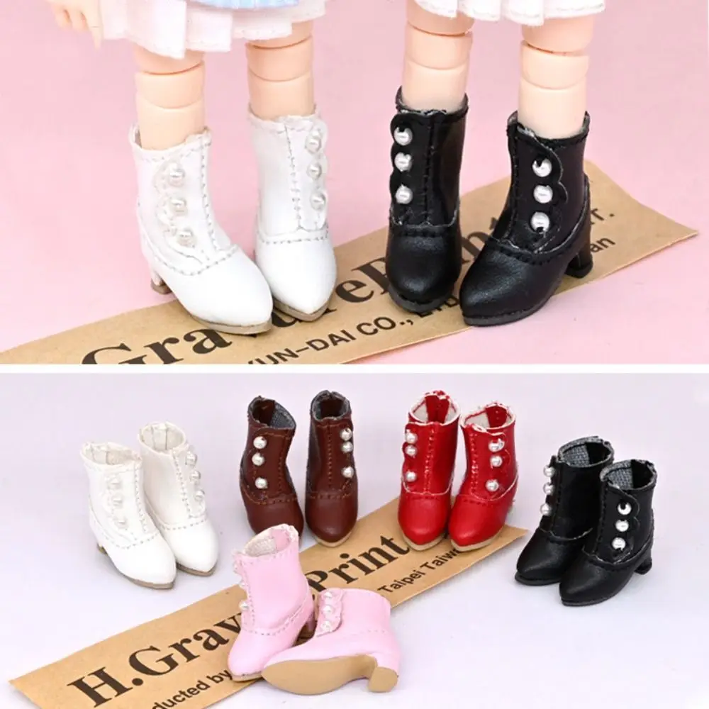 1 Pair PU Leather Mini High Top Boots 1/12 Doll Shoes Fashion Miniature Boots for Ob11 for Bjd