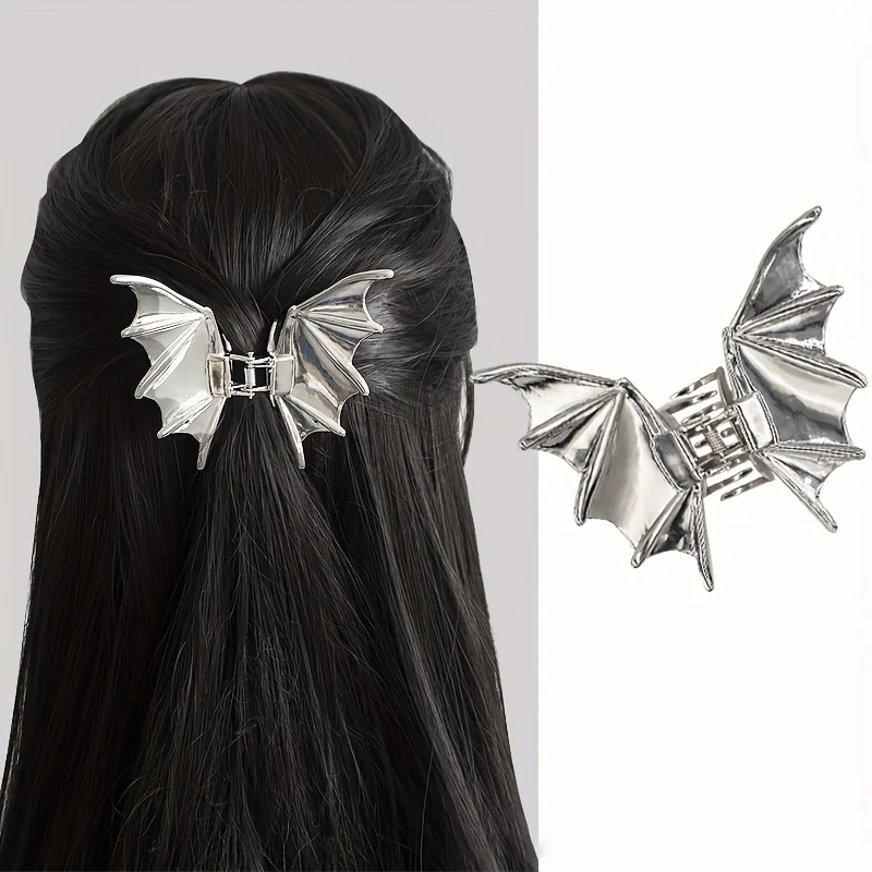 Halloween Alloy Bat Hair Claw Clips Set Minimalist Y2K Style Large Metal Shark Clips Gothic Festive Hair Accessories for  Adults