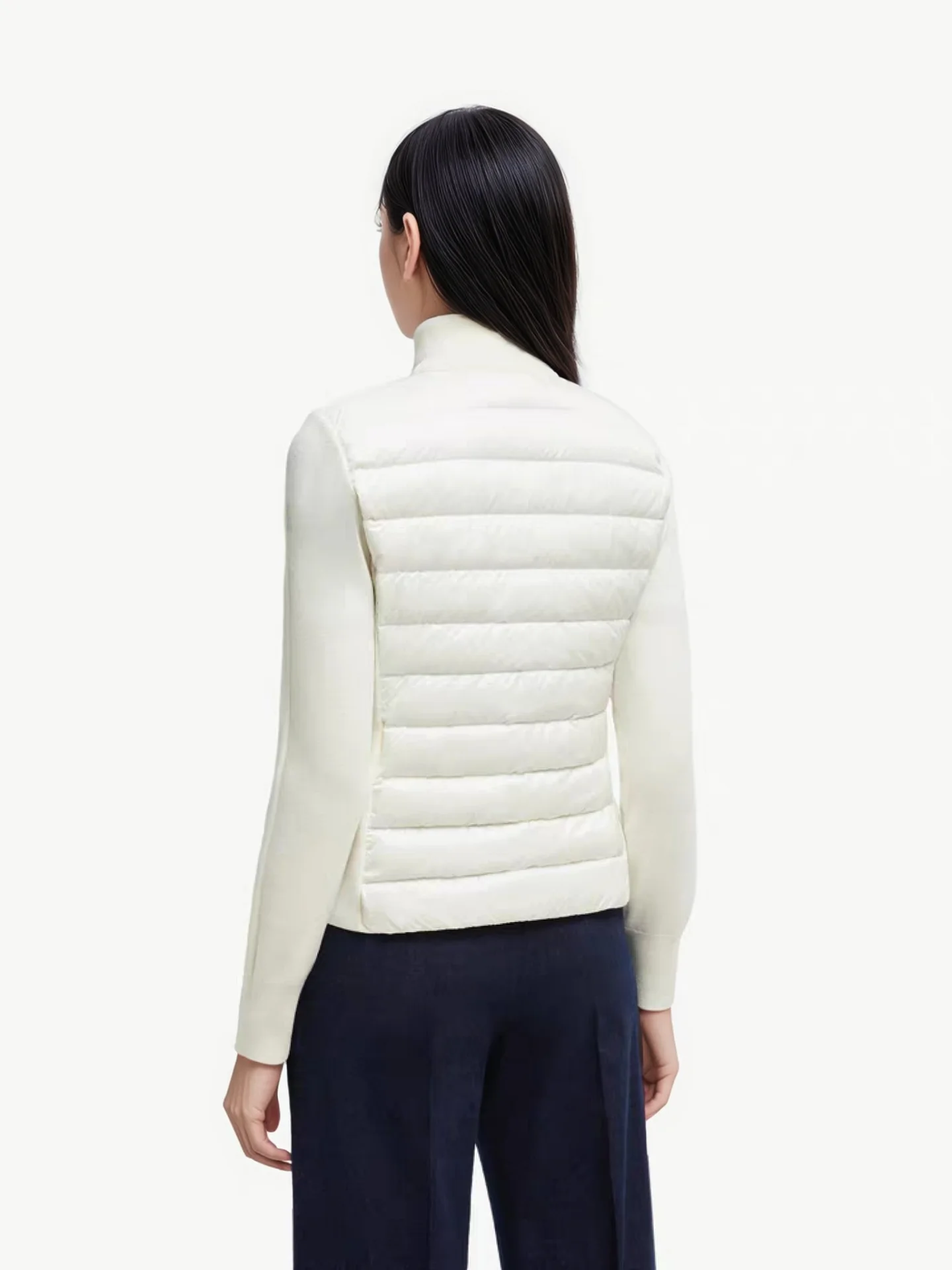 

Slimming Warm Knitted Patchwork Short Lightweight down Cardigan Coat Front Feather Light Stand Collar Short down Jacket