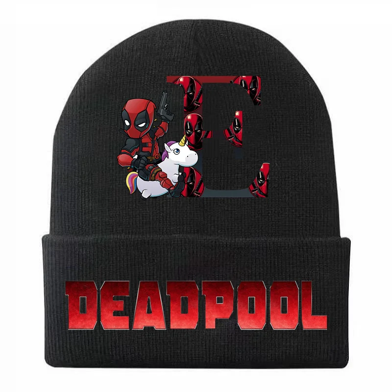 Cool Dead-pool A-Z 26 English Letters Beanies Knitted Solid Cute Hat Boys Autumn Winter Outdoor Kids Beanie Caps Warmer Bonnet