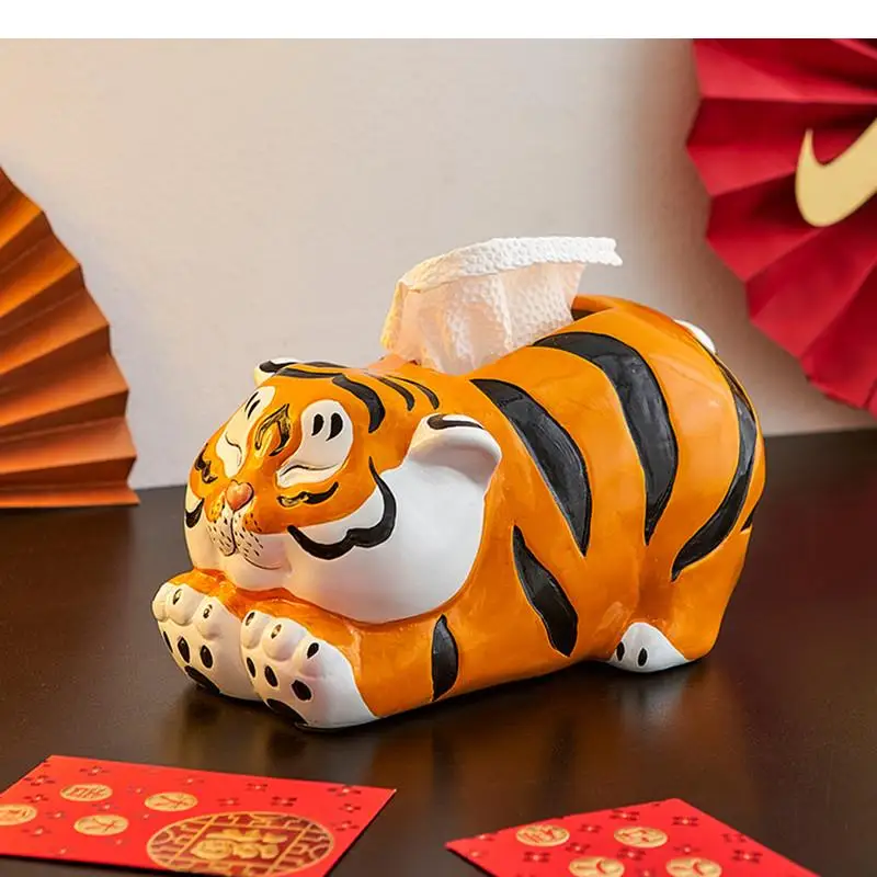 

Ceramic Crafts Cute Tiger Tissue Box Toothpick Holder Ashtray Storage Ornaments Napkin Modern Home Decor Gift