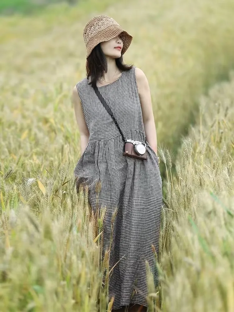 

Повседневный хлопково-льняной жилет Dr, женский жилет больших размеров с запахом Dr, модная длинная юбка с круглым вырезом для поездок на работу