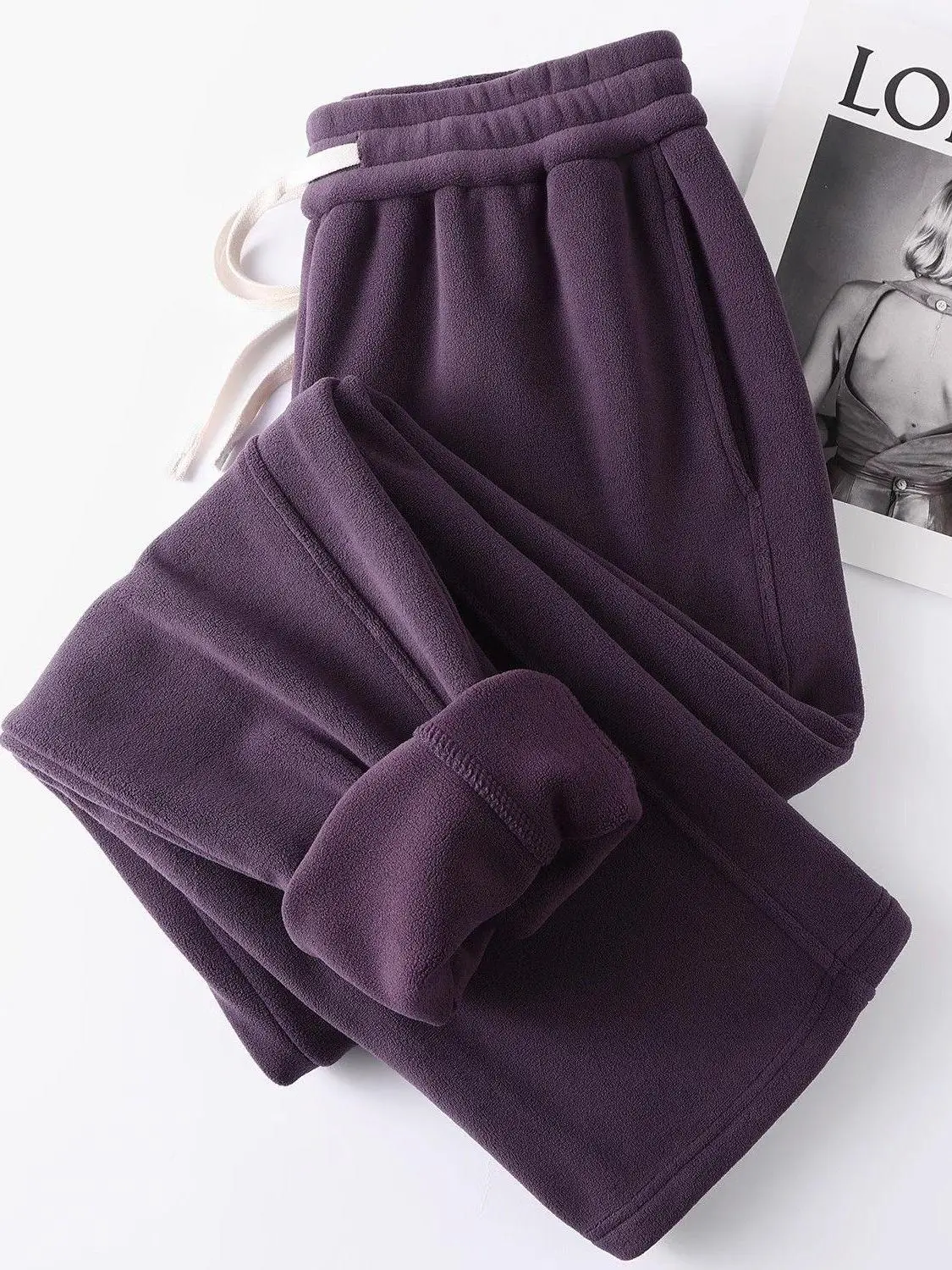 

Double-Sided Fce-lined Straight-leg Casual Pants Autumn Winter Women's Sle Trendy Men's Faion Warm High-waist Straight...