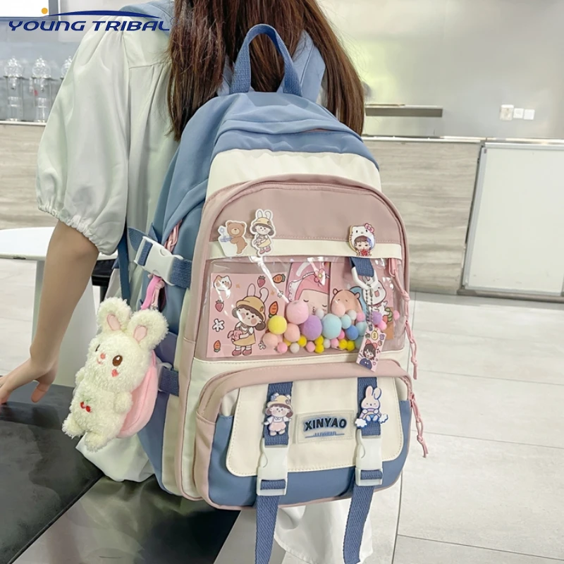 2022 New Fashion Waterproof Women Backpack Teenager Girl Kawaii BookBag Laptop Rucksack Cute Student School Bag Mochila Female