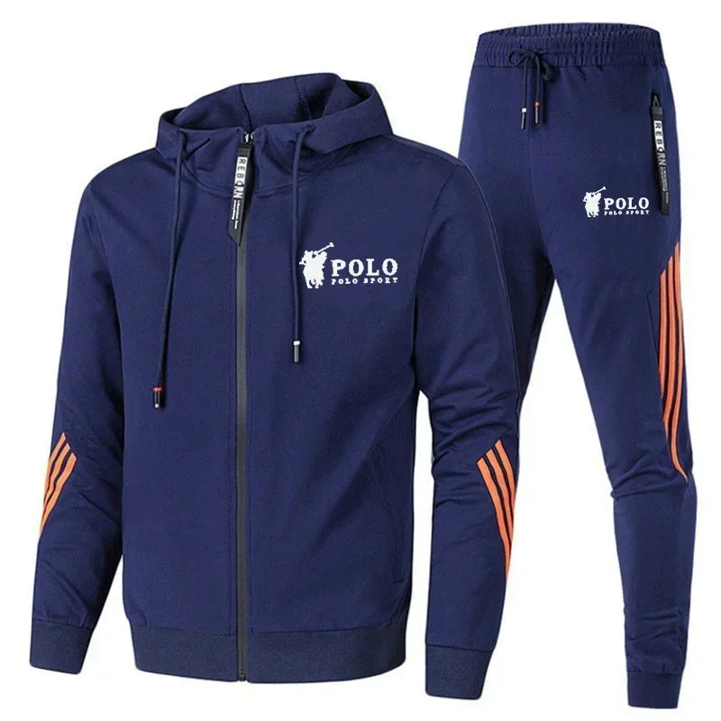 

Men's Clothing Printed zipper hooded sweatshirt + Pants 2 piece Fashion sportswear New products Gym jogging suit summer