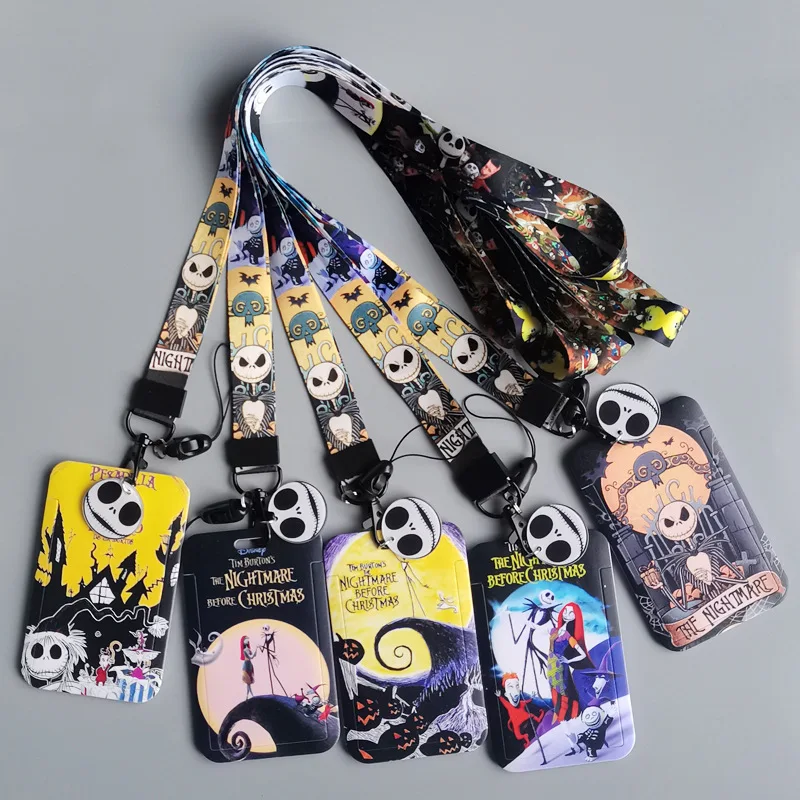 1 Set Disney Jack Skellington Pvc Card Cover Campus Card Mickey Minnie Opknoping Tas Kaarthouder Lanyard Id-kaart