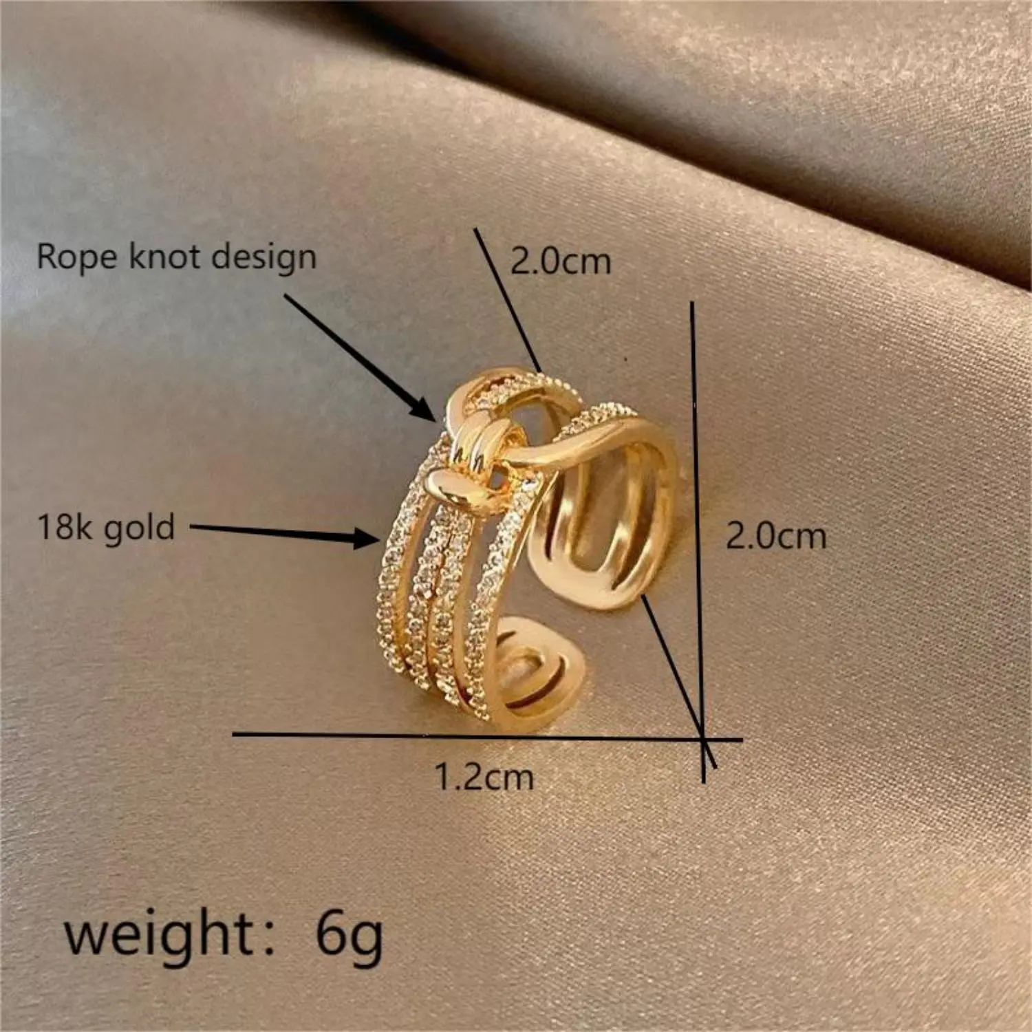 Fashion Light Luxury Hundred Temperament U-shape Preparation Rope Design Women\'s Ring, Elegant and exquisite party jewelry gift.