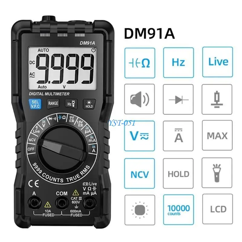 

E15A Portable Digital Ammeter Multimeter Capacitance Tester Accurate Testing DM91A/DM91S Auto Range Automatic Detector Tool