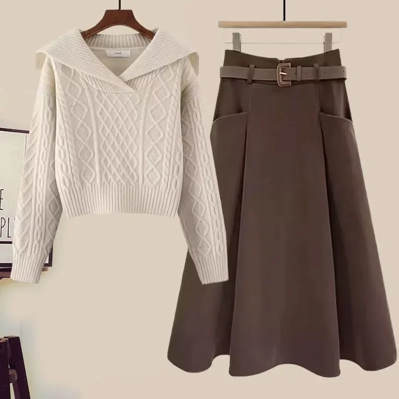 

Autumn and Winter Matching Suit Women's 2025 New Knitted Sweater Skirt High-grade Two-piece Suit
