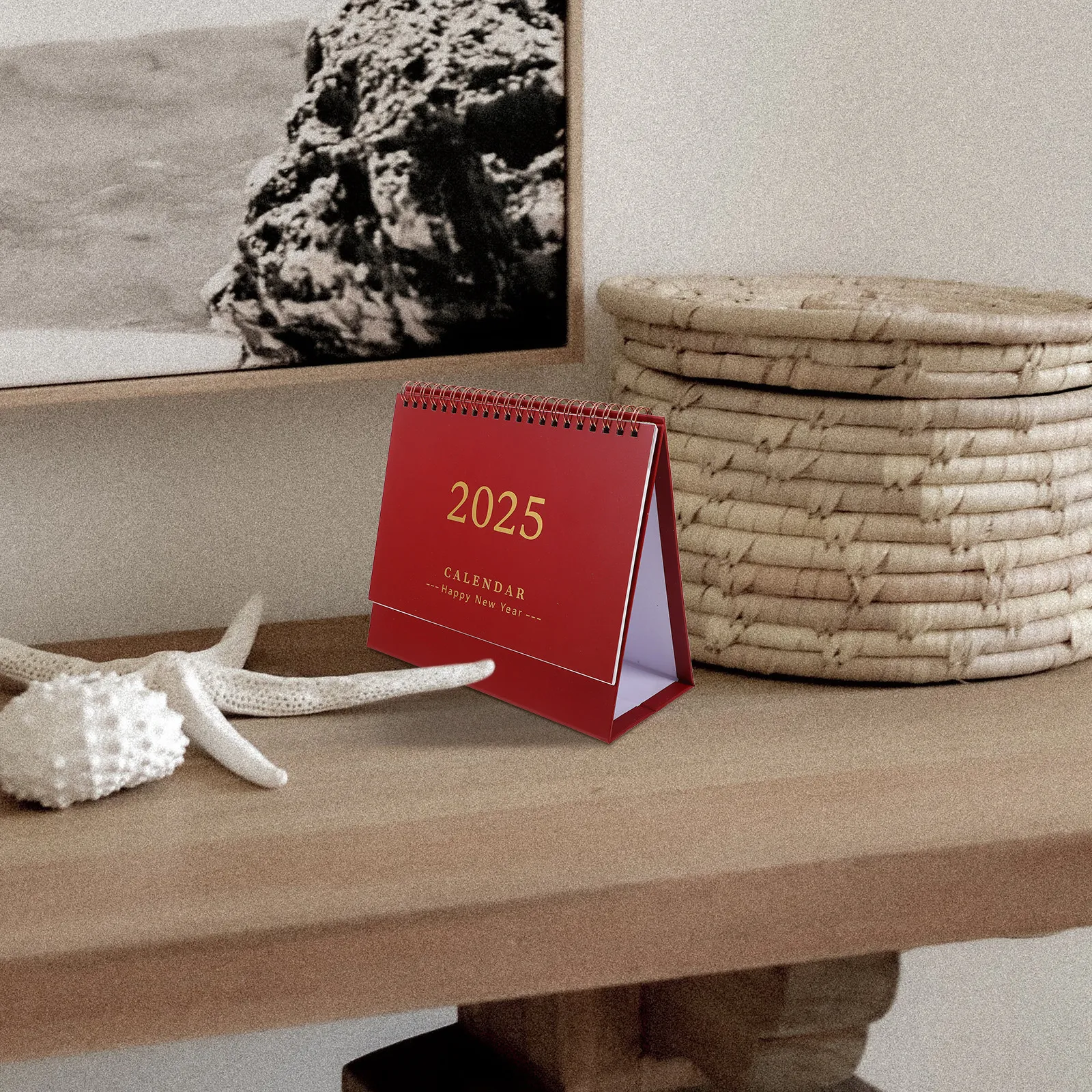 

English Desktop Calendar Thick Paper Lightweight Portable Desk Standing Calendar Office Home Month Date Display 2024 2025