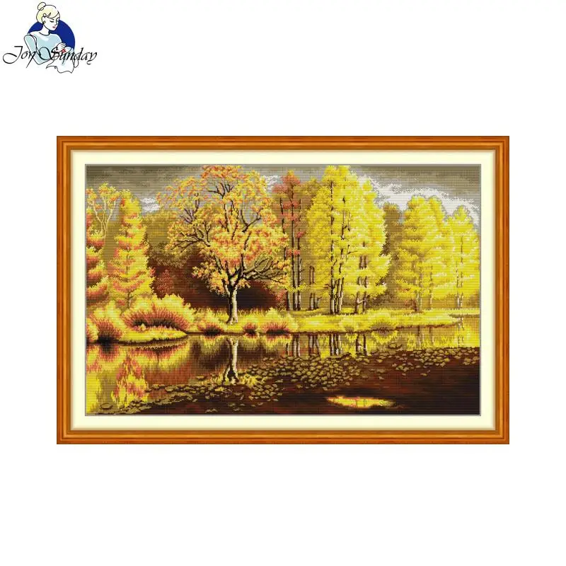 

Golden Forest Cross Stitch Kit 14CT/16CT/11CT Handmade Embroidery Set DIY Home Decor Christmas Gift Joy Sunday Embroidery Kit