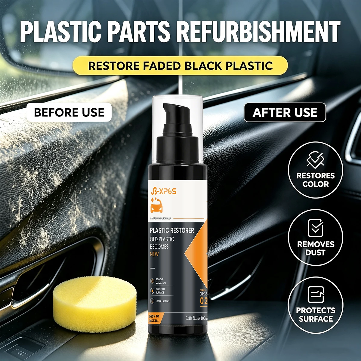 JB‑XPCS Plastic Restorer Remove Oxidation Brighten Surface Long‑Lasting Car Plastic Parts Renew Care YT0102