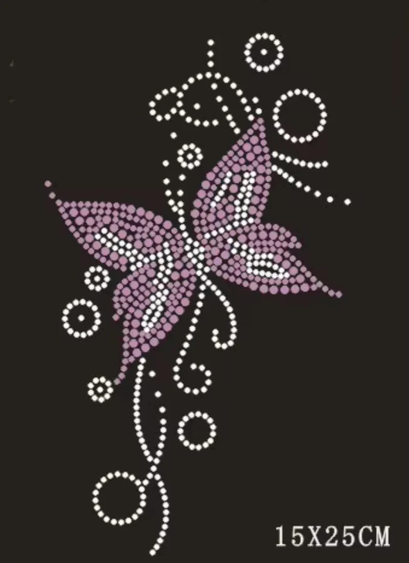 2pc/lot Purple Butterfly rhinestone iron on transfers designs designs iron on transfer hot fix rhinestone motif