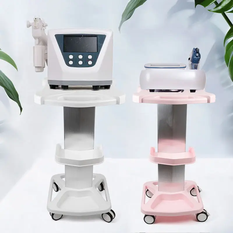 

Salon Trolley Stand W/ Wheel Barber Shop Beauty Tool Storage Tray Pink/White Rolling Cart Shelf Hairdressing Supplies