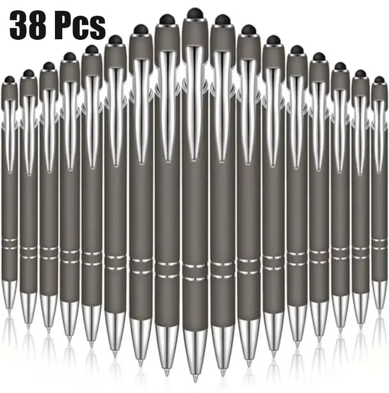 38Pcs Gray Dual Function Stylus Ballpoint Pen Office Gift Pens