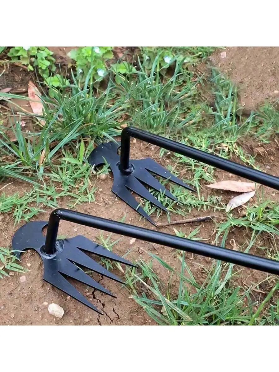 

1 шт. ручной инструмент для прополки, экономящий труд, высококачественный прополочный инструмент из кованой марганцевой стали, 4-зубчатый универсальный прополочный инструмент.