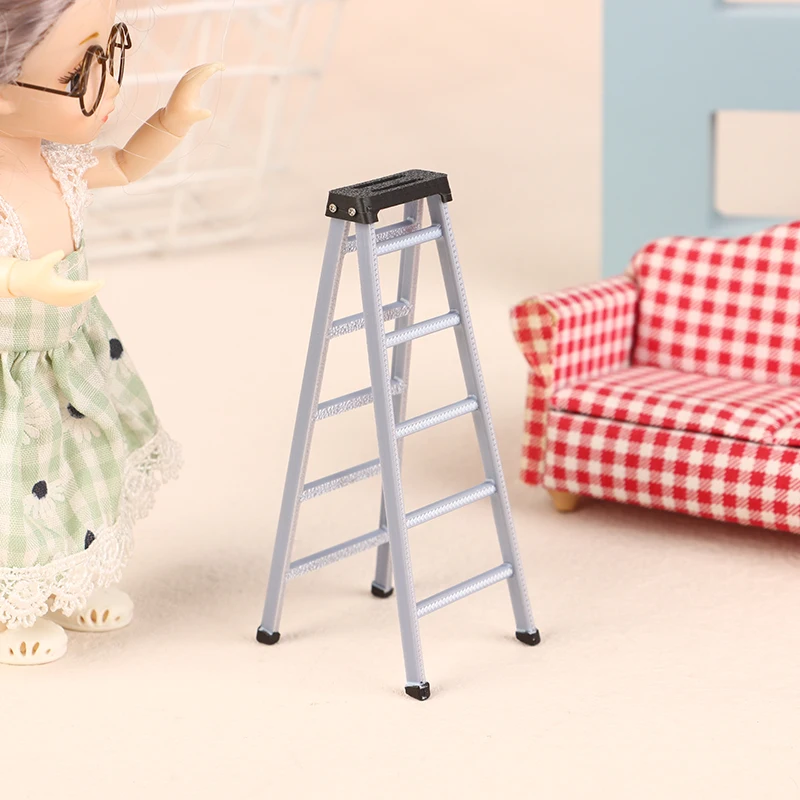 New 1:12 Dollhouse Mini Plastic Ladder Model Dollhouse Furniture Ladder Decor Toy Accessories Micro Scene Construction Props