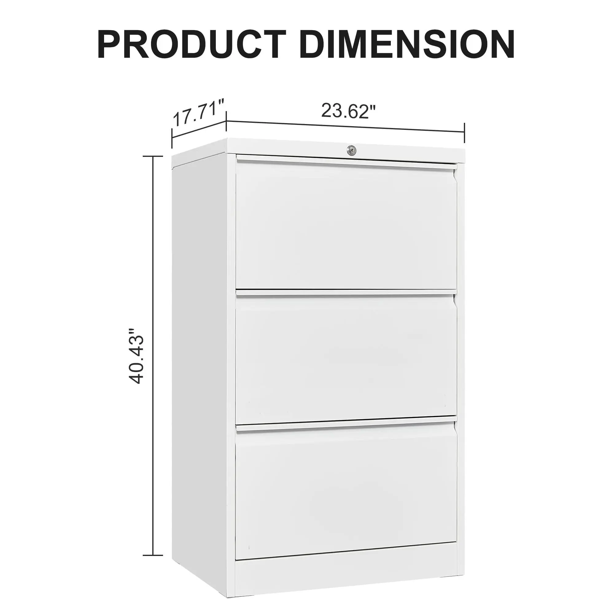 Heavy Duty Lateral File Cabinet with Lock – 3-Drawer Steel Filing Cabinet for Home Office – Legal/Letter/A4/F4 Files – Secure Under Desk Organizer – Card Holder Included