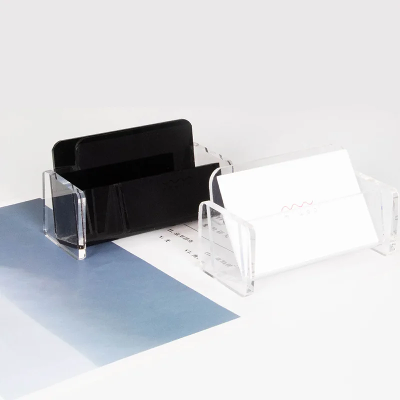 Transparent Business Card Holder Acrylic Display Stand Box Desk Storage Shelf Plastic Desktop Place Card Holder Office Supplies