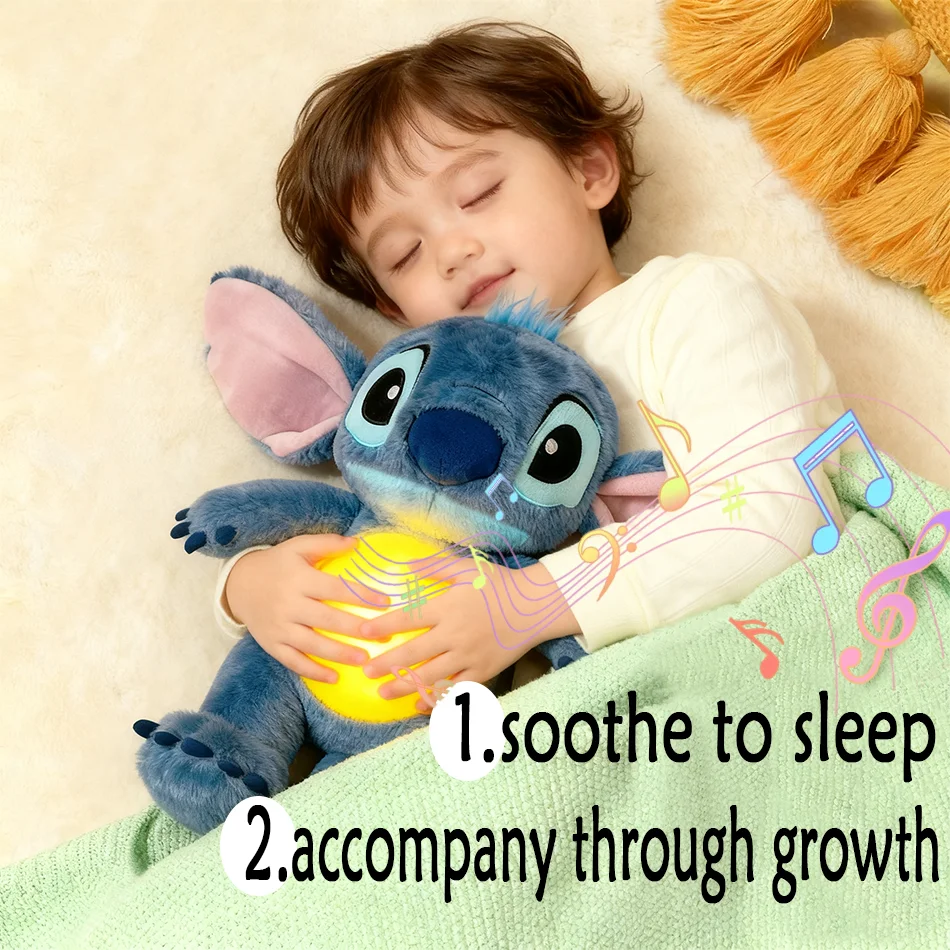 

Disney Lilo&Stitch Plush Doll Breath Child Peluche Kawaii Soothes Toy Anime Baby Music Light Sleep Toys Pink Stitch Kid Gifts