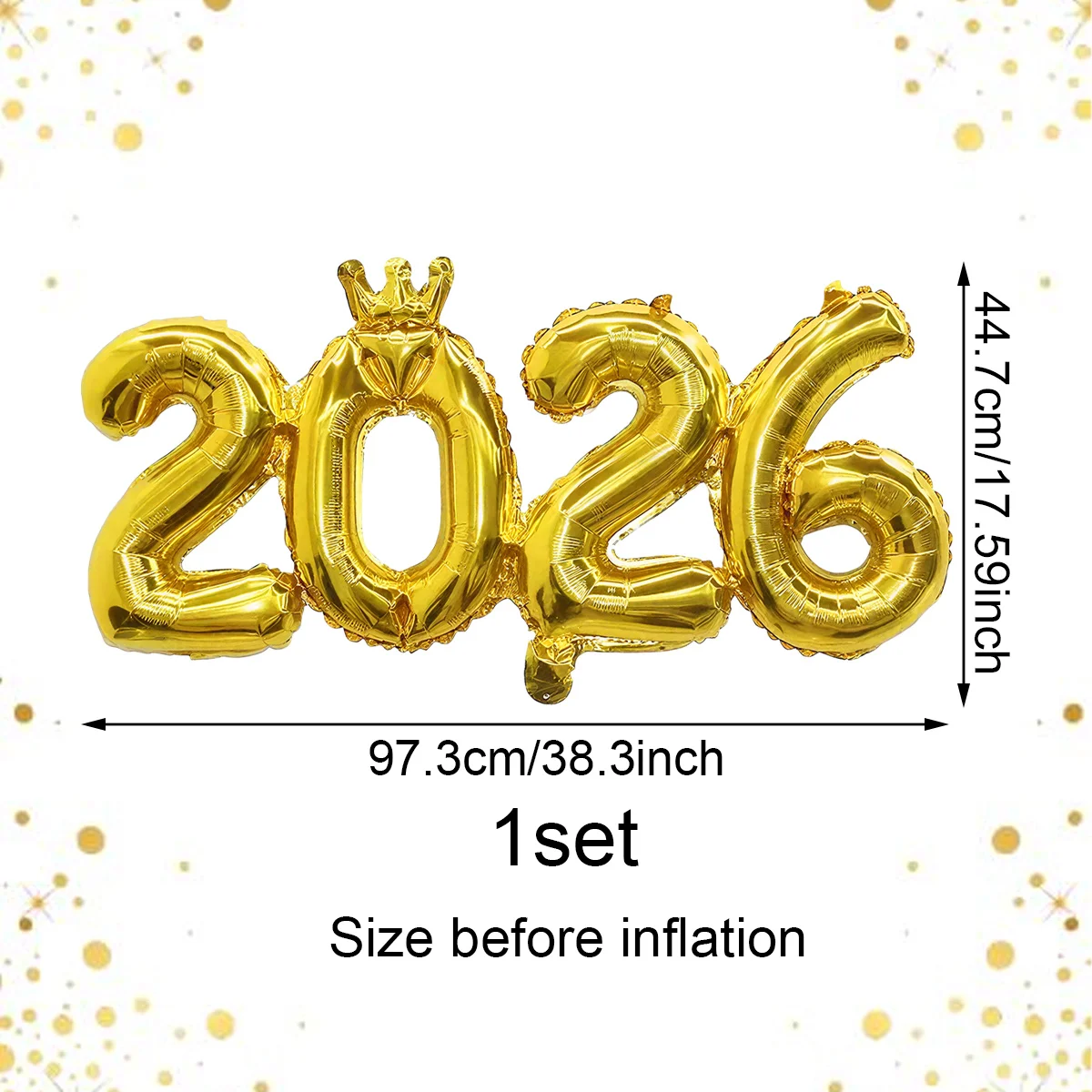 مجموعة واحدة من بالونات الذهبي المتصلة بأرقام 2026، مناسبة لترتيب ديكورات مشهد العام الجديد، زينة السنة الجديدة 2026 #2