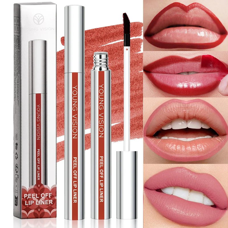 Pink Peel Off Lip Liner Lasting Waterproof Natural Nude Matte Lips Outline Contour Tattoo Lip Stain Dye Tear-Off Lipstick Makeup