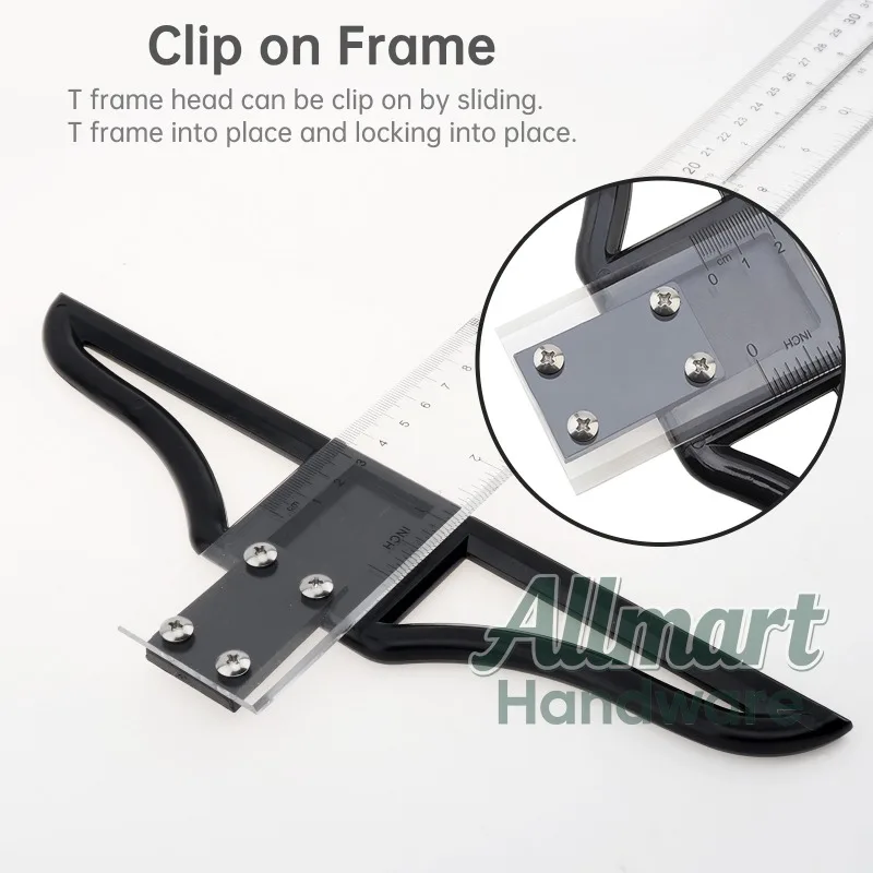 

60 см 23,6 дюйма акриловая Т-образная квадратная линейка, маркировочная линейка, инструмент для рисования в художественном рамке, измерительный знак в императорской шкале