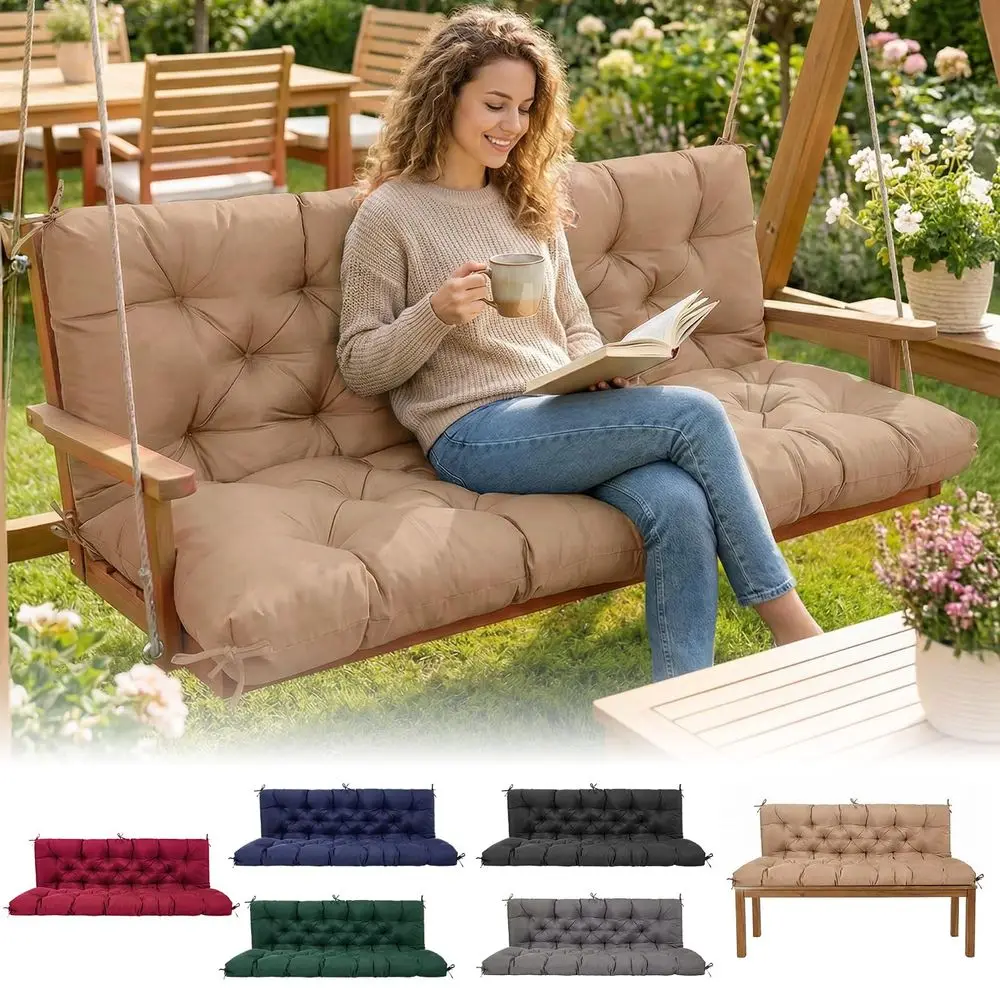 

Porch Swing Cushions 60 Inch,2 3Seater Replacement for Outdoor Furniture with Backrest and Straps, Thick 4.7 Swing Seat Bench C