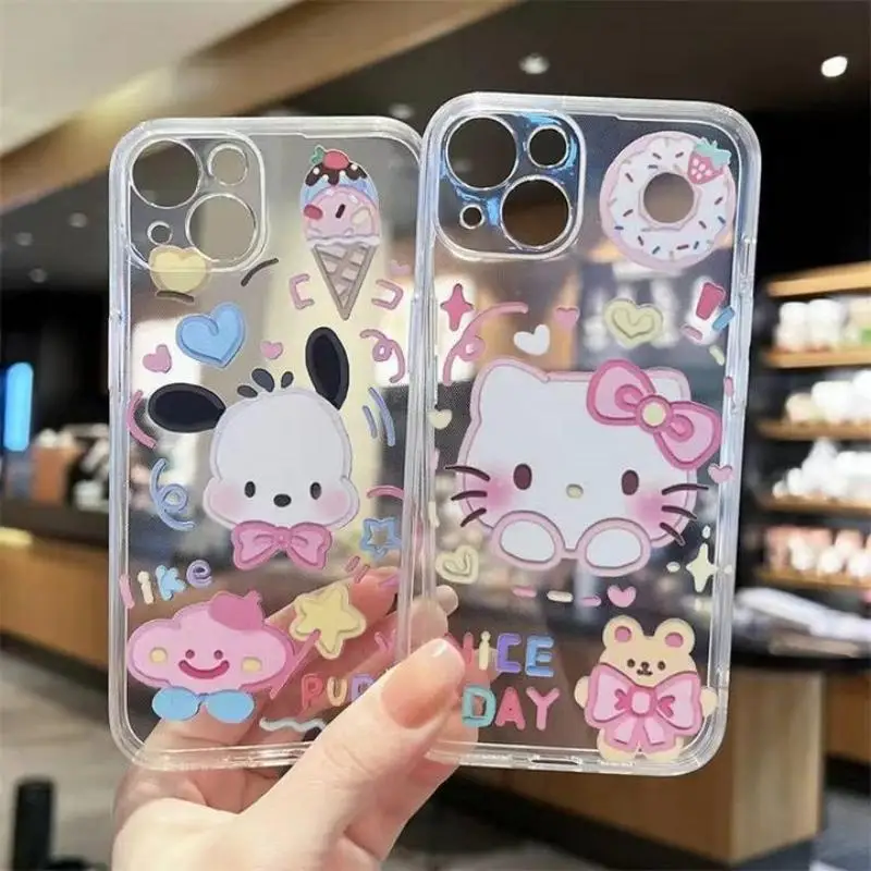 Sanrio Hello Kitty Pochacco Puppy Ice Cream Phone Case For iPhone 15 14 13 12 11 Pro Max XR XS Max 7 8 Plus MINI Y2K Cute Cover