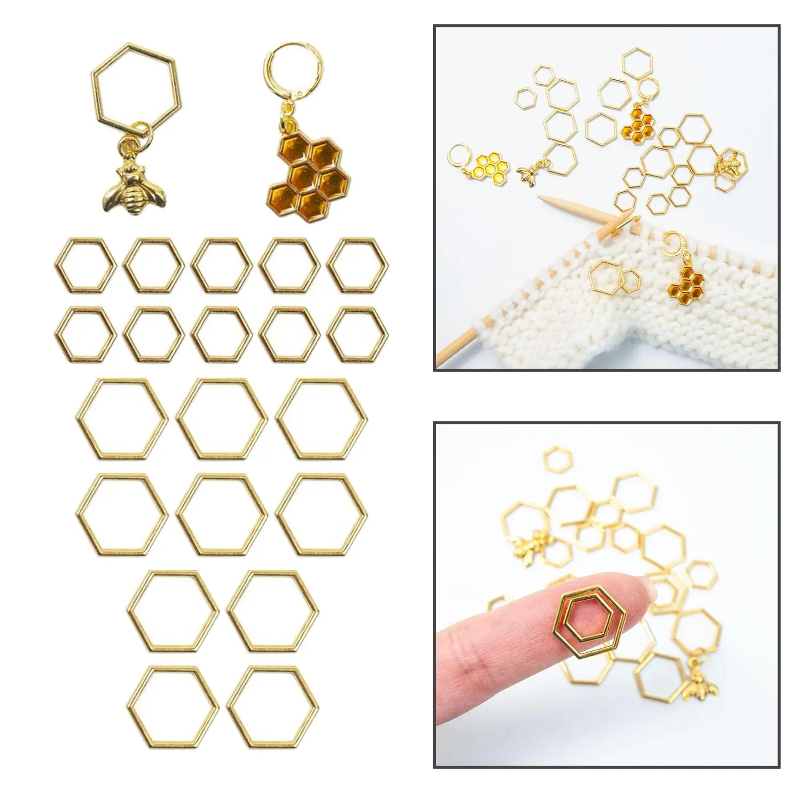 22x Hexagon Knitting Crochet Marker Honeycomb Handcraft Ring Marker Crochet Latch Sewing Tool Accessories Smooth DIY