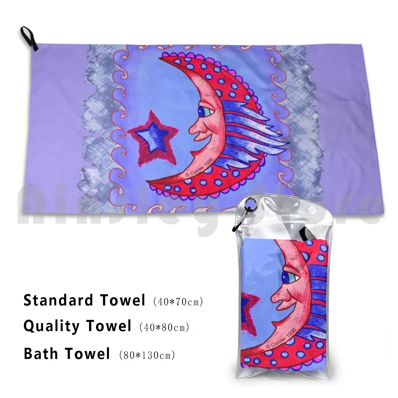 Banner Moon Custom Towel Bath Towel Moon Laughing Moon Star Scifi Science Fiction