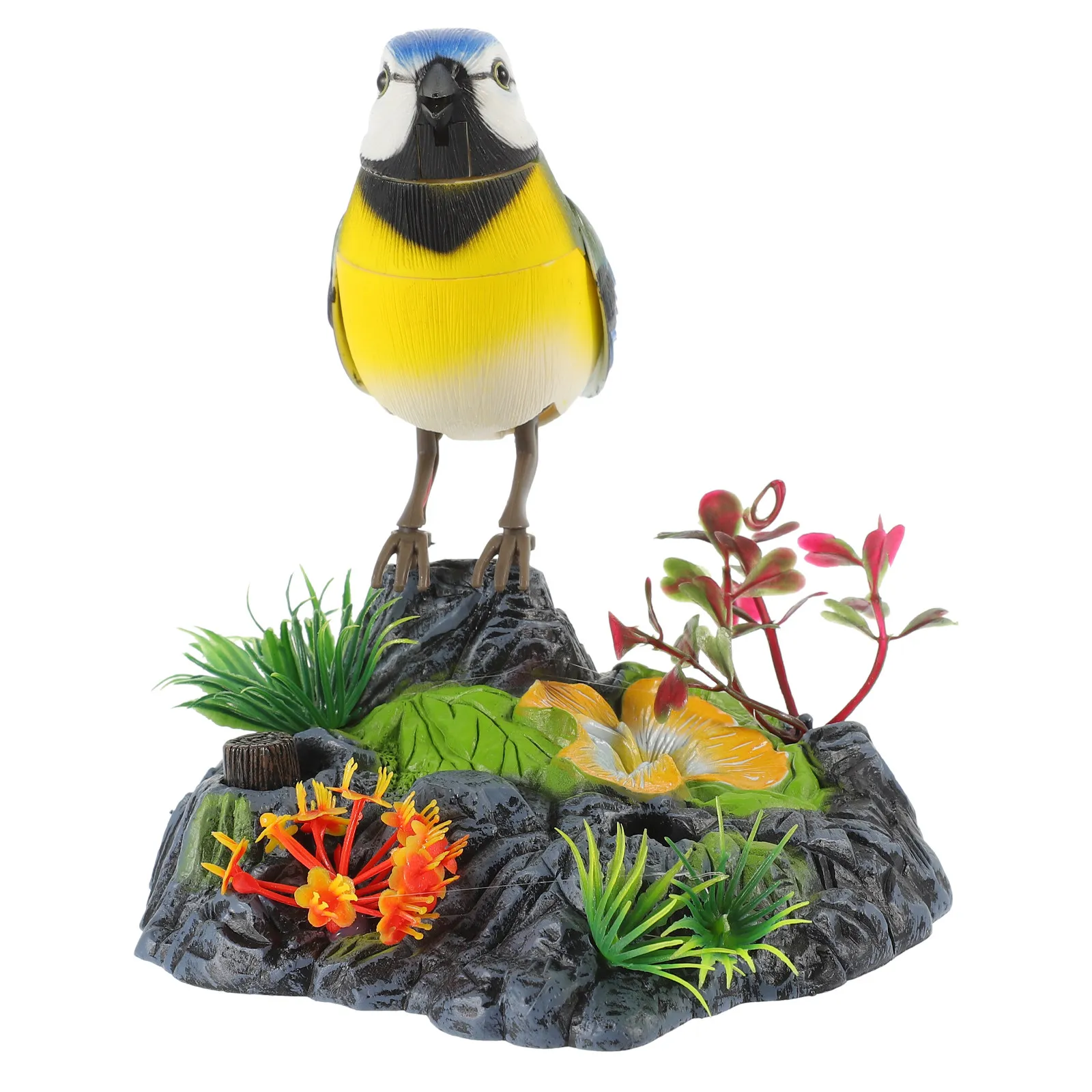 

1Pcs Voice Simulation Bird Cage Ornament Electric Sounding Artificial Bird Decoration Yellow Fun Interactive Pet Cage Accessory
