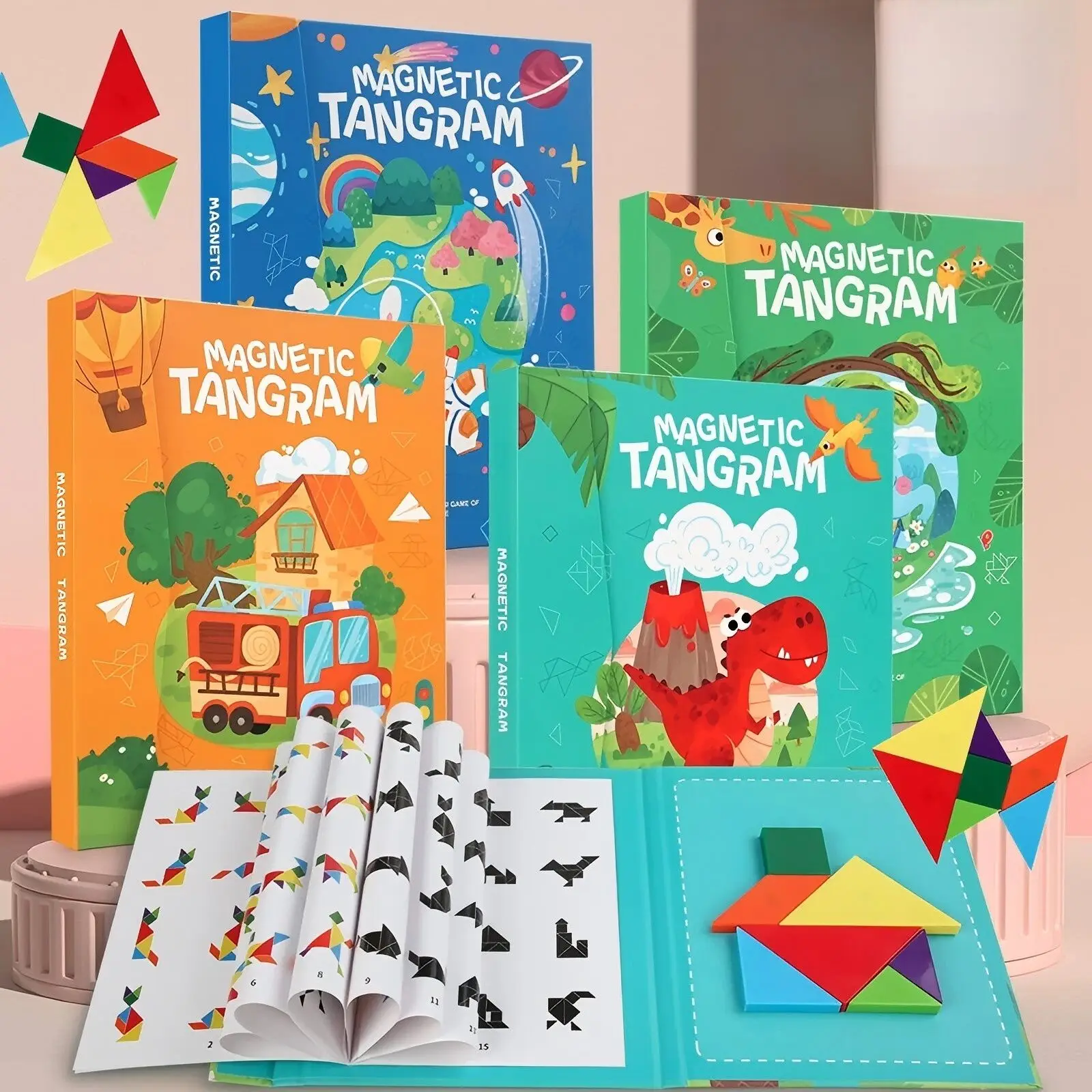 Magnetyczna układanka Tangram Inteligencja 3D Geometryczne Kształty Puzzle Planszowa Gra Montessori Zabawki Edukacyjne dla Dzieci Prezent