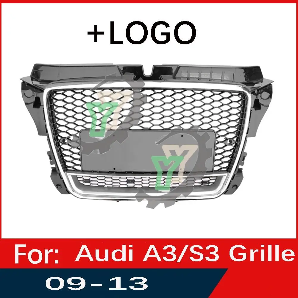 

For Audi A3/S3 2009 2010 2011 2012 2013 8P Car Front Bumper Grille Centre Panel Styling Upper Grill (Modify For RS3 style)