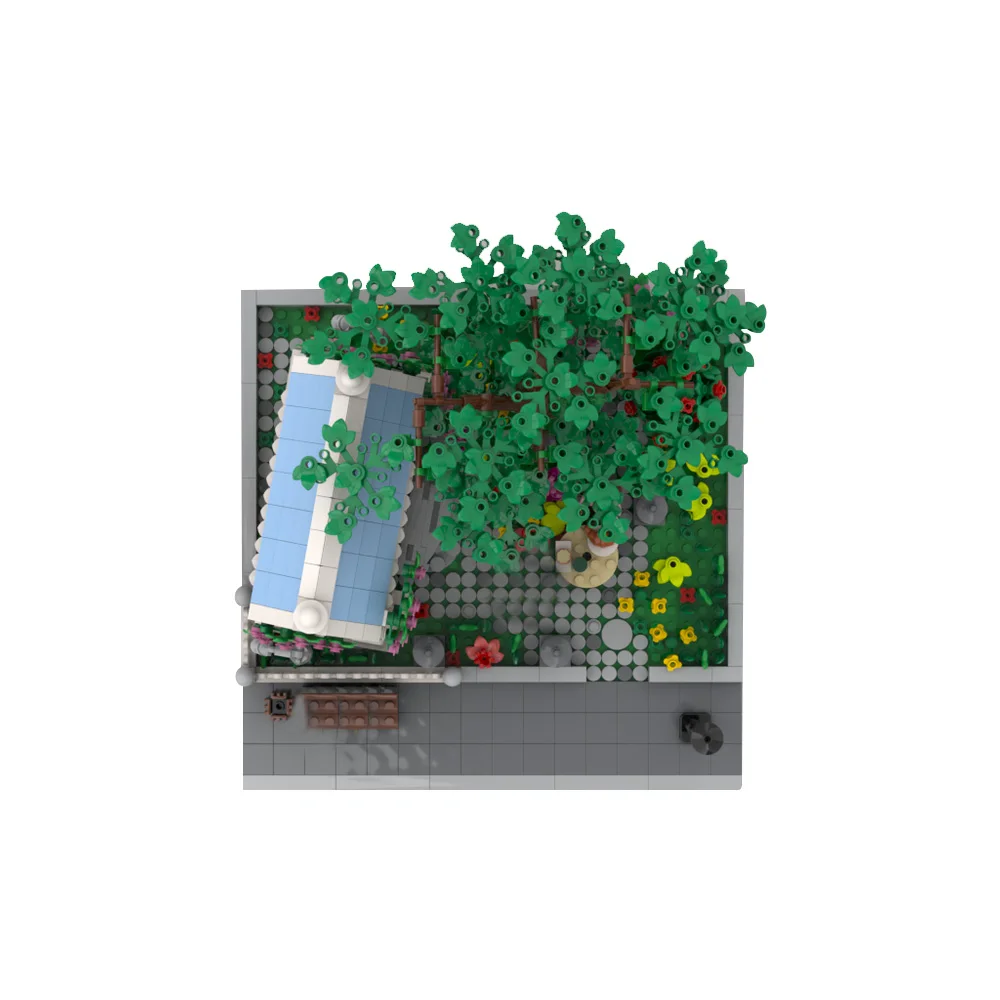 MOC-117694 Garden Model Bricks Flower Arrangement Pumpkin  Trees Vegetable Garden Fence Scenery Building Blocks Toys Gift