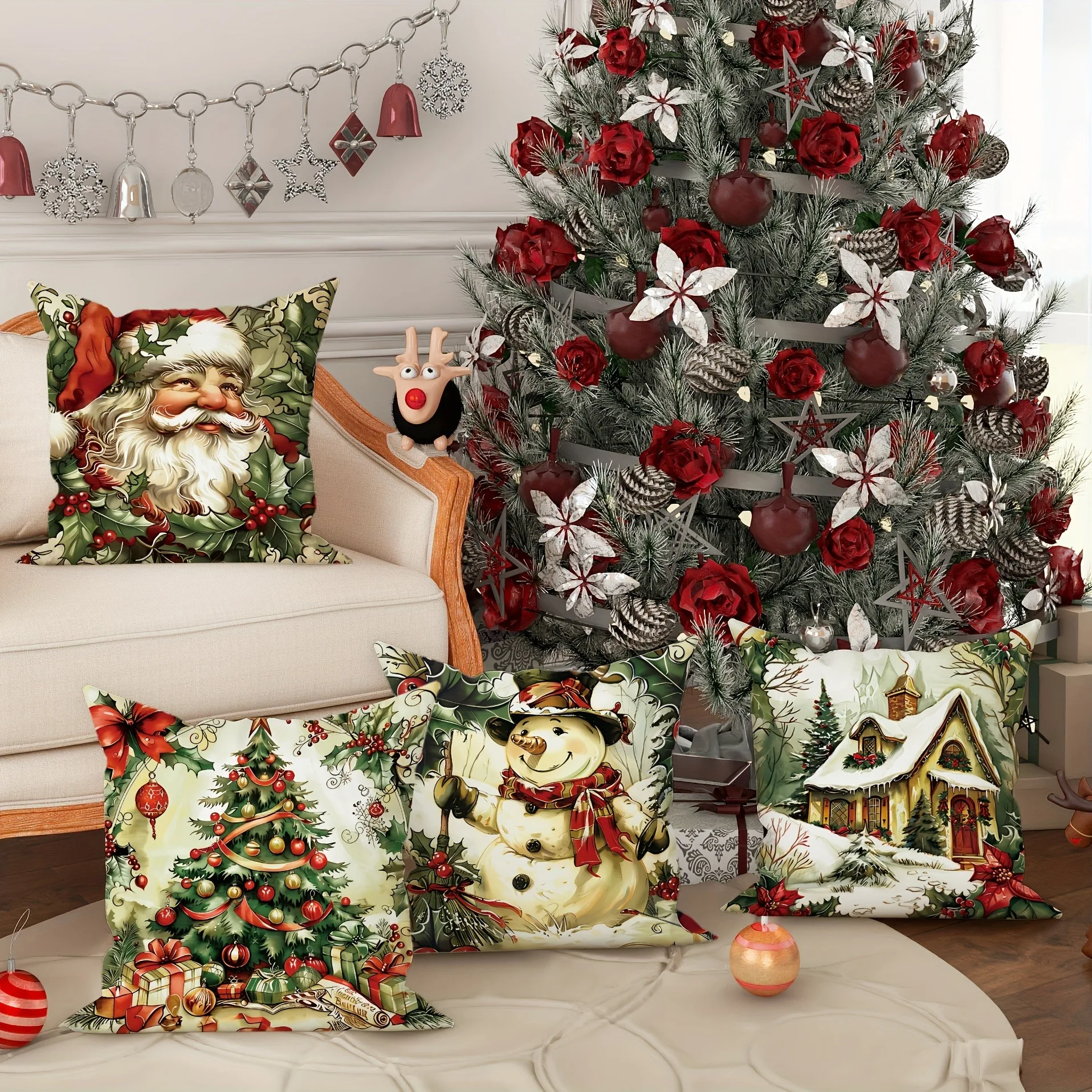 Christmas Pillowcases: Santa, Snowman, and Cozy Cottage Designs for Festive Decor! sofas, bedroom pillow covers, holiday gifts