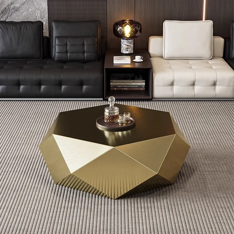 Italian minimalist gold diamond coffee table designer high-end small apartment modern simple special-shaped light luxury living