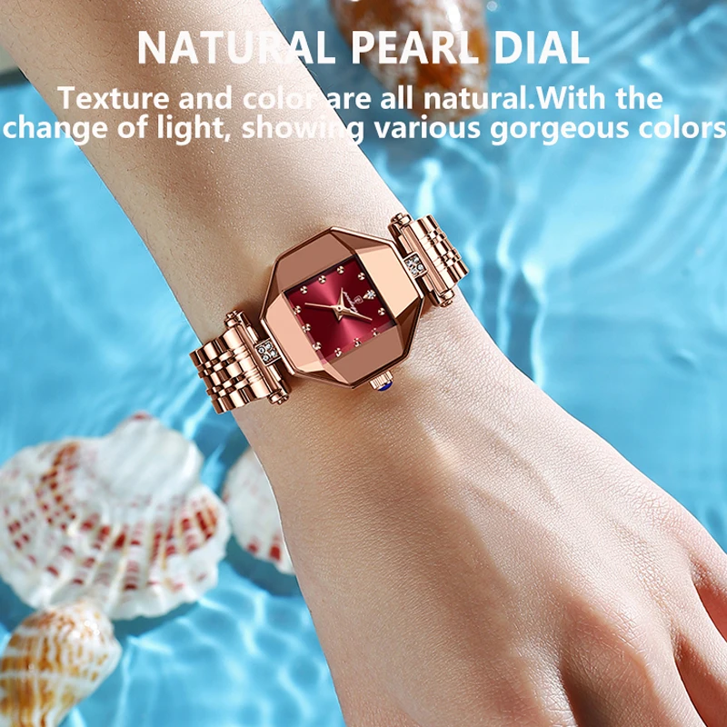 แบรนด์หรูนาฬิกาผู้หญิงเพชรทองผู้หญิงควอตซ์นาฬิกาข้อมือสแตนเลสกันน้ำนาฬิกาแฟชั่น Casual นาฬิกาสำหรับผู้หญิง