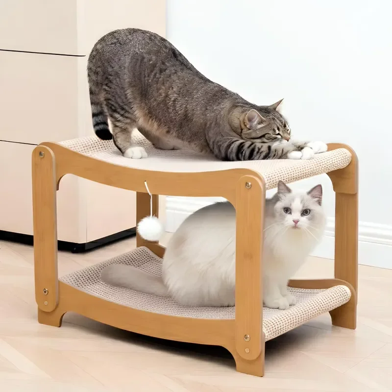for ZMaker New Two Level Sisal Cat Scratcher Bed with Scratch Pad Comfortable Indoor Kitten Sleeping Post