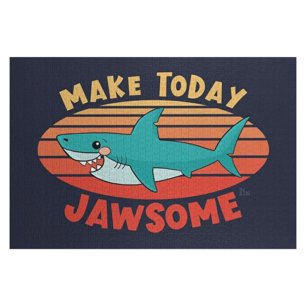 Cute Motivational Make Today Jawsome Great White Shark Jigsaw Puzzle Wood Name Baby Toy Puzzle